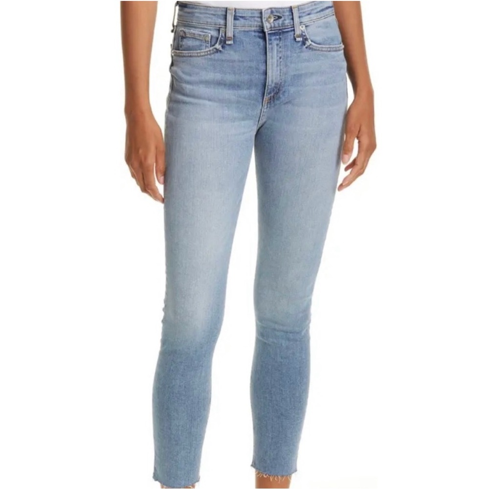 Rag and Bone Straight Leg Frayed Hem Jeans